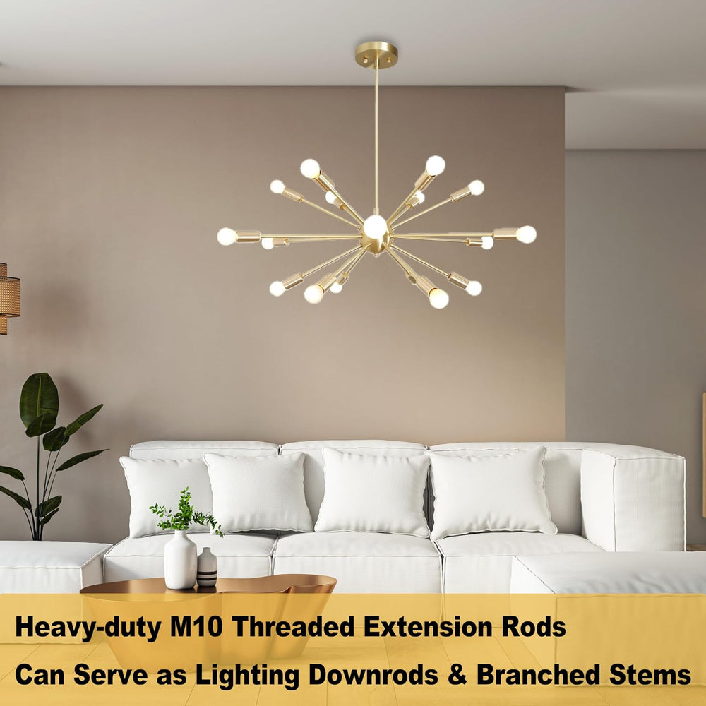 10 Pieces 12-inch Extension Poles M10 Threaded Lighting Fixture Downrods Stem...