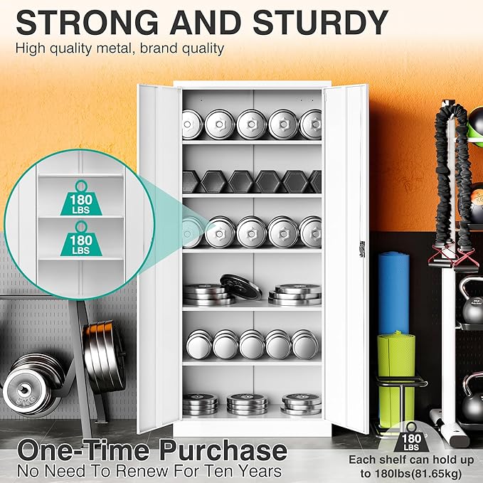 White Metal Storage Cabinet