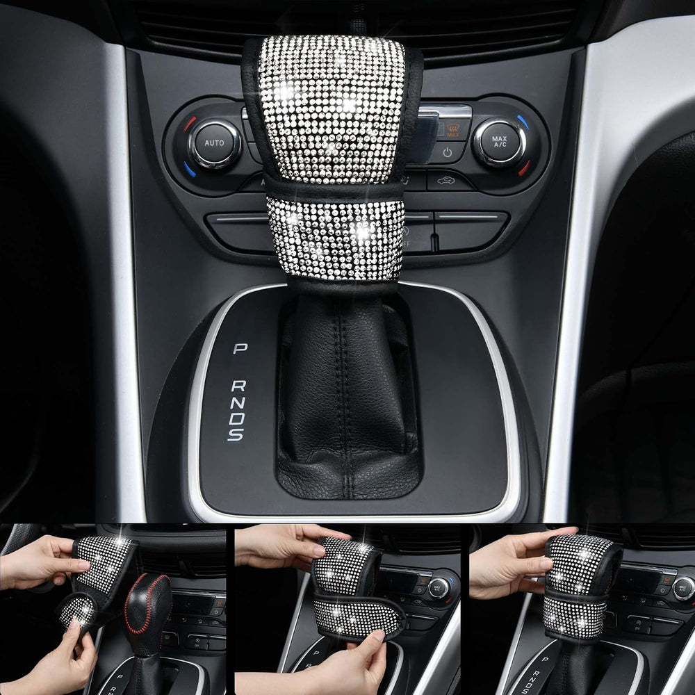CAR PASS 23 PCS Bling Diamond Car Accessories Set for Women, Leather Seat Cov...
