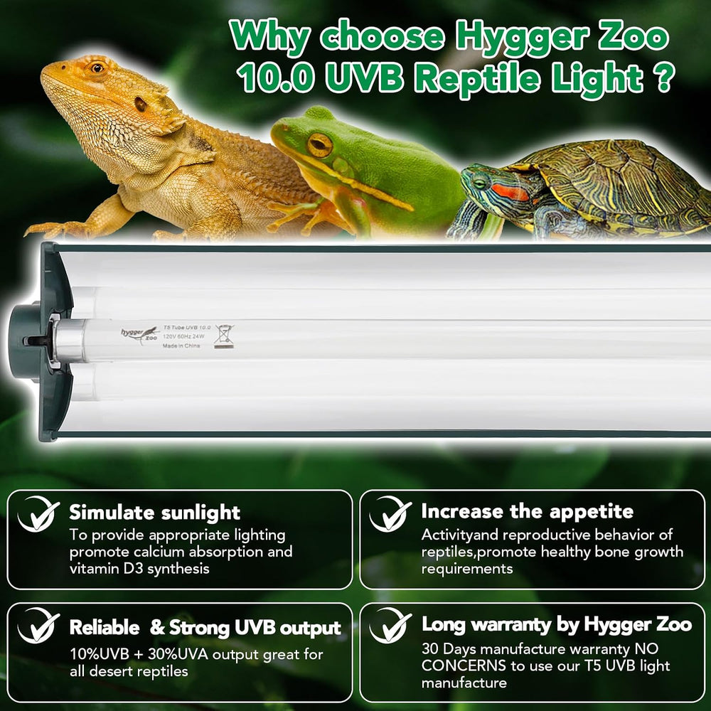 T5 Reptile Light Fixture Green Combo Kit 24W Light Fixture Reptile Terrarium ...