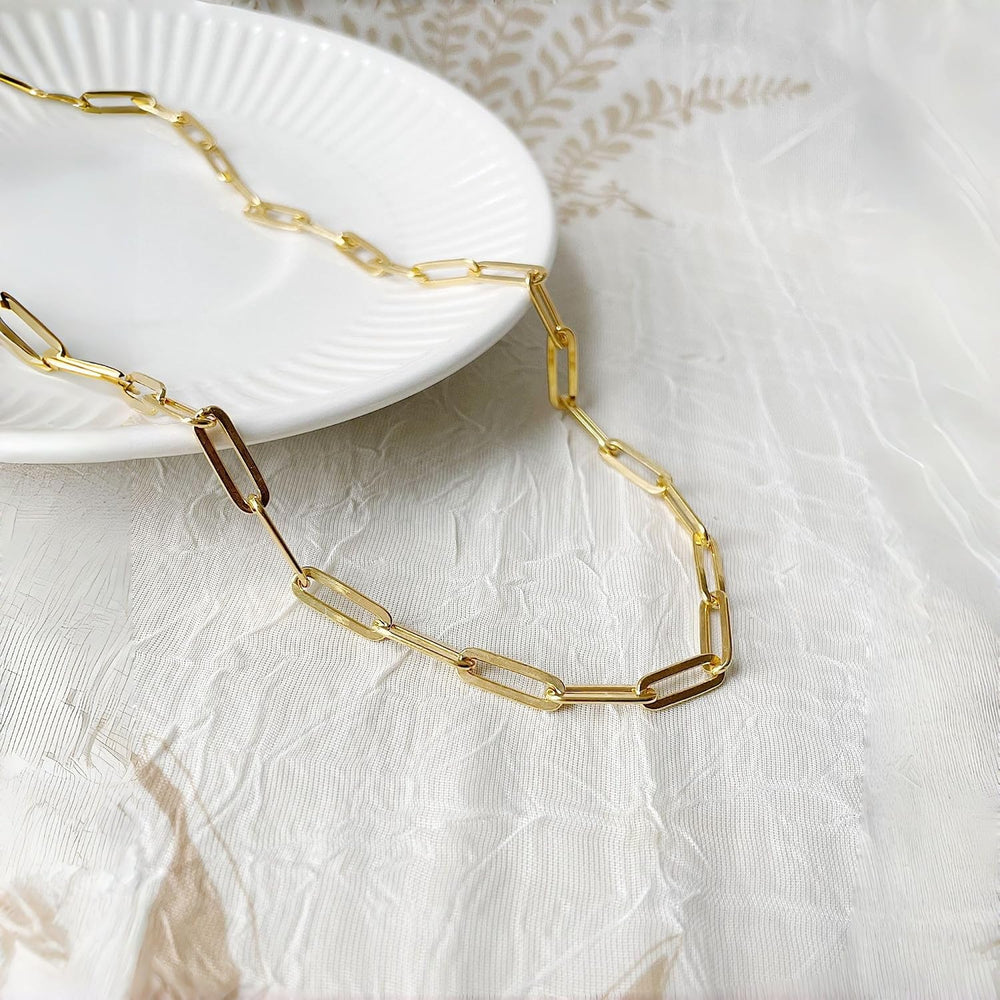 HIKARITO 5MM Paperclip Gold Chain Necklace for Women Men 14K Gold Chain Neckl...