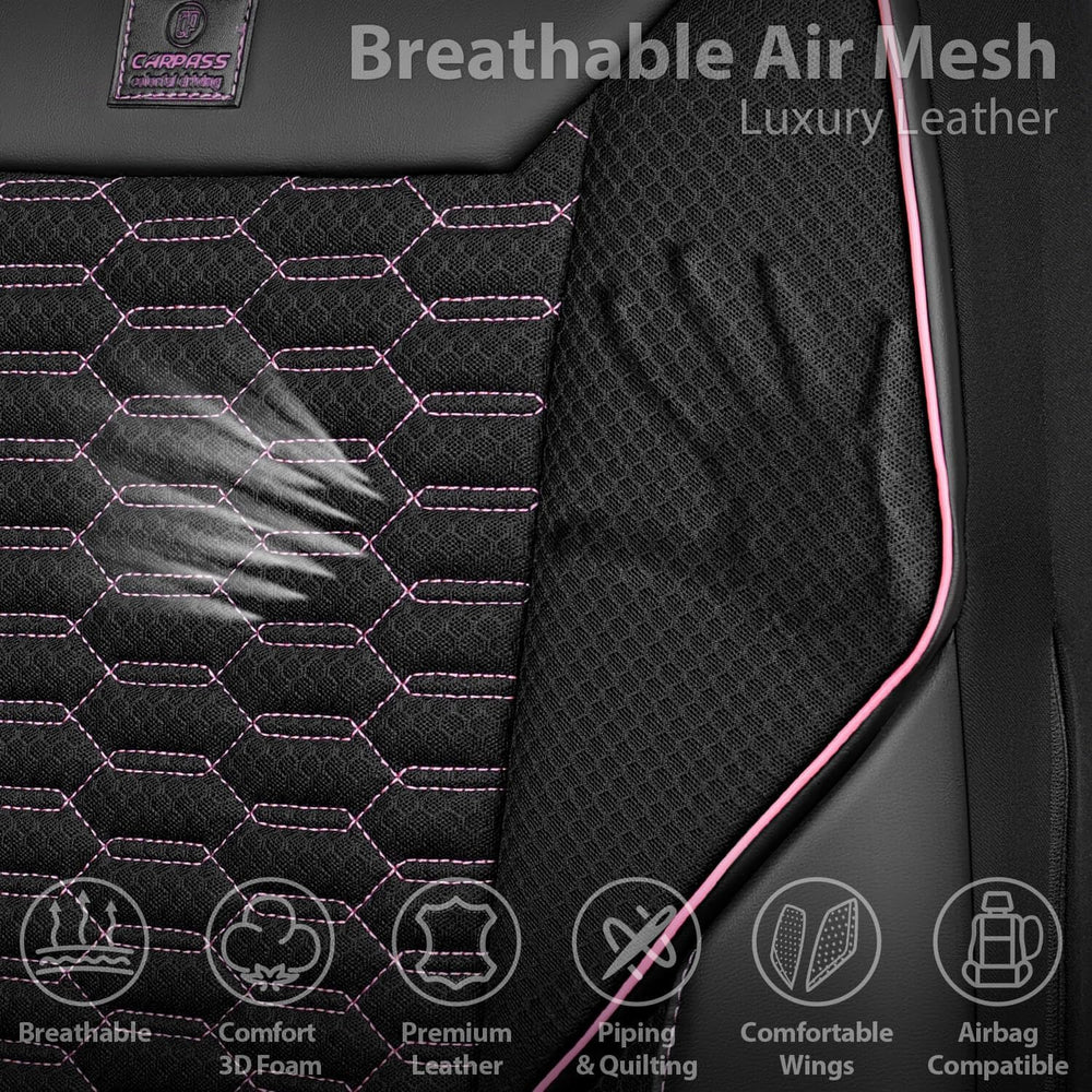 CAR PASS 3D Foam Mesh Leather Car Seat Covers Front Seats,Breathable Mesh Fro...
