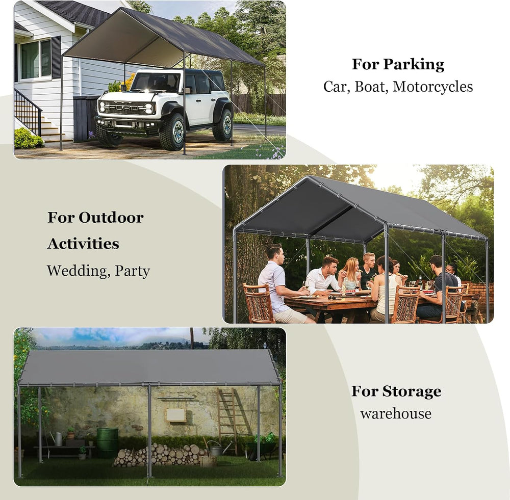 Carport, 10x20ft Heavy Duty Portable Garage, Car Port with Storage Shed, Car ...