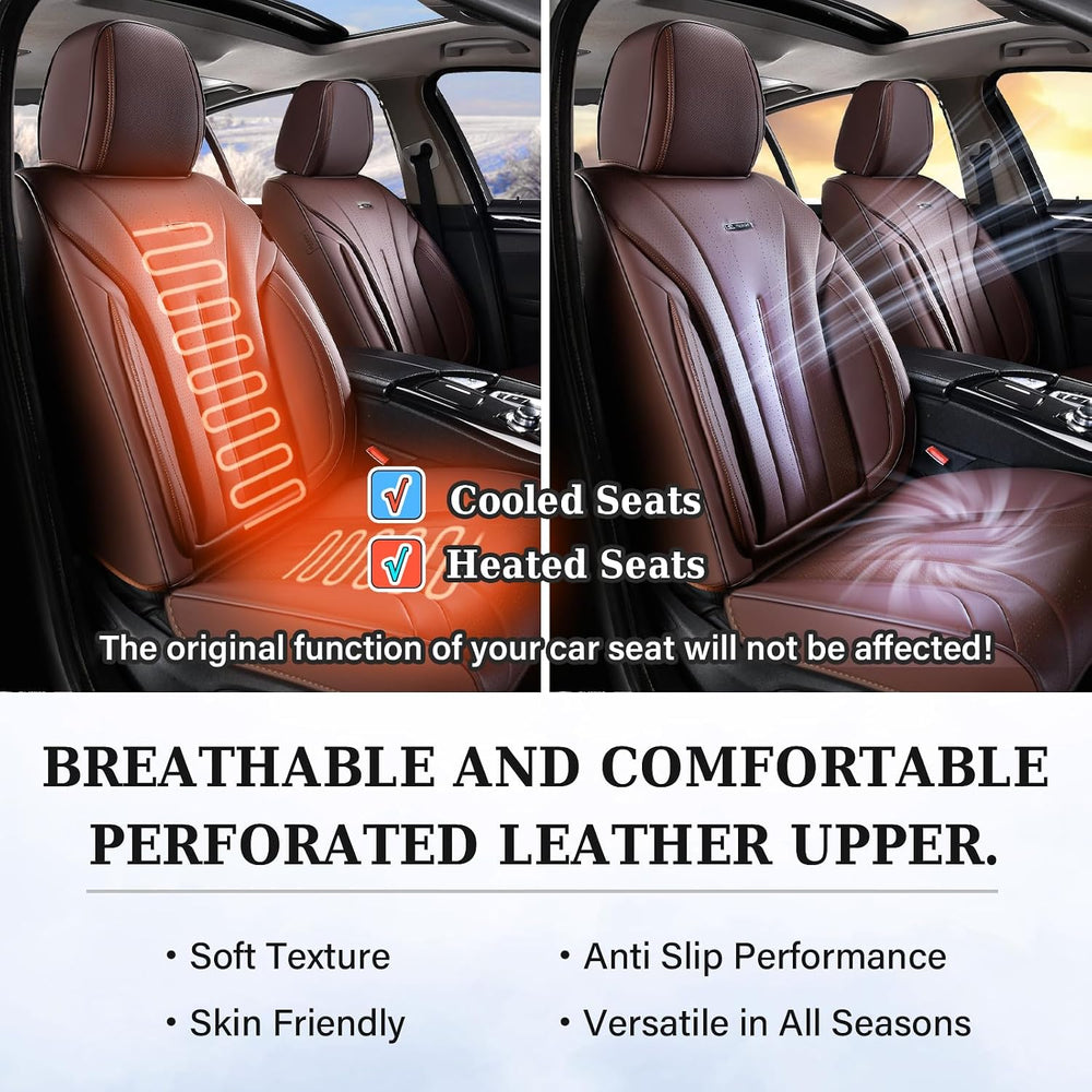 Coverado Front and Back Car Seat Covers, Leather Seat Cover for Cars, Automot...