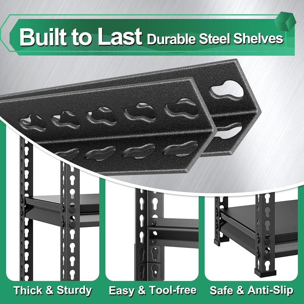 Storage Garage Shelving Units: 47.2" W x 15.7" D x 39" H Black