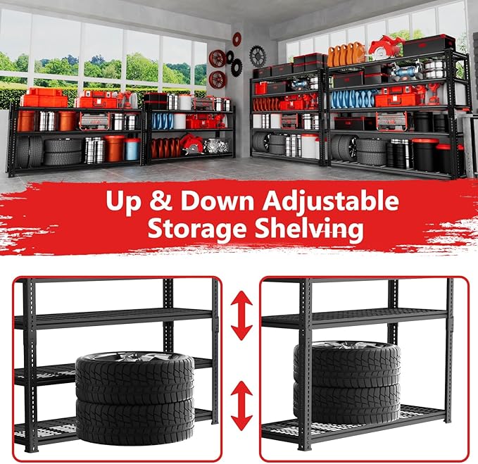 Storage Shelves, Garage Shelving Heavy Duty 2800 LBS Capacity, 5 Tier Utility