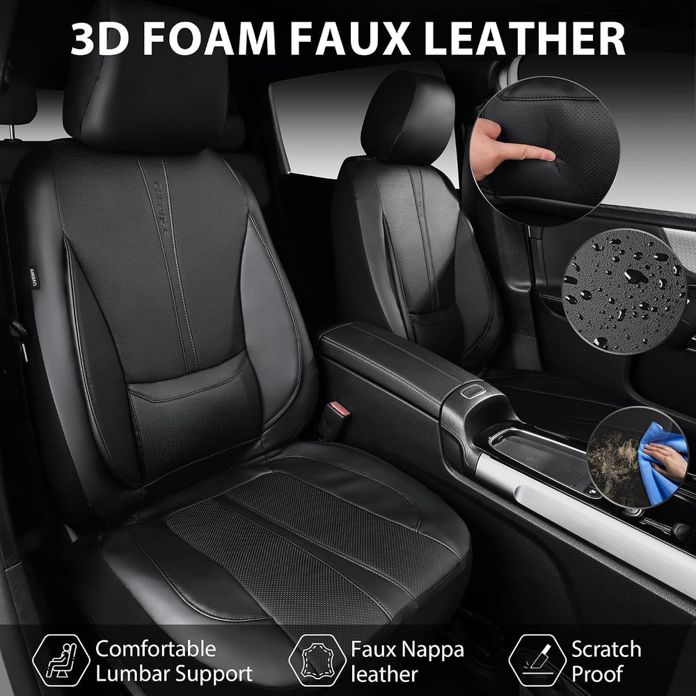CAR PASS Nappa Leather Car Seat Covers Full Set, Water Resistant 3D Foam Seat...