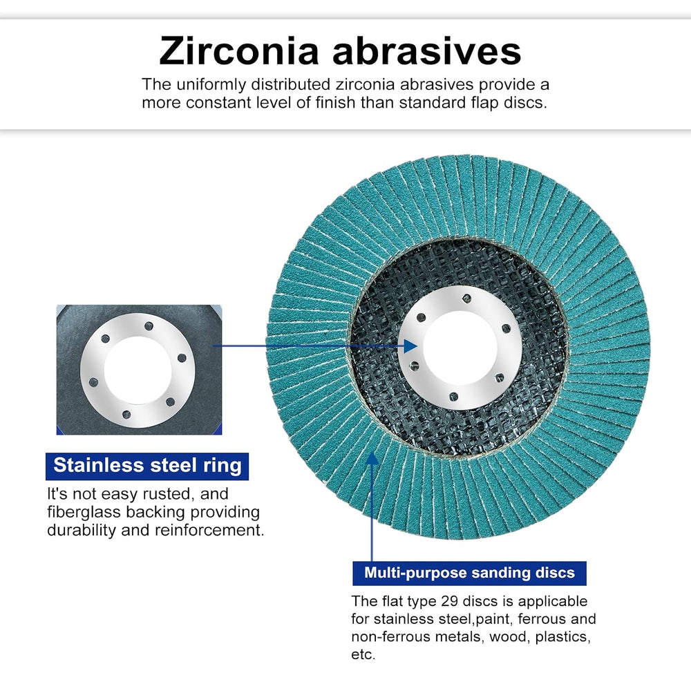 Sali 20 Pack Zirconia Flap Disc 40 Grit 4.5" x 7/8-Inch Sanding Disc Bev...