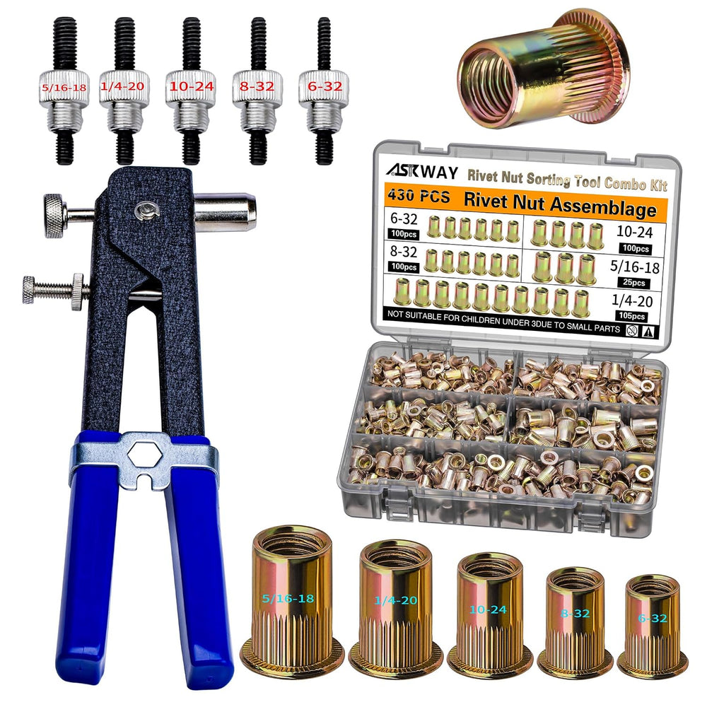 Imperial Rivet Nut Tool Kit 430pcs, SAE Rivet Nut Combination