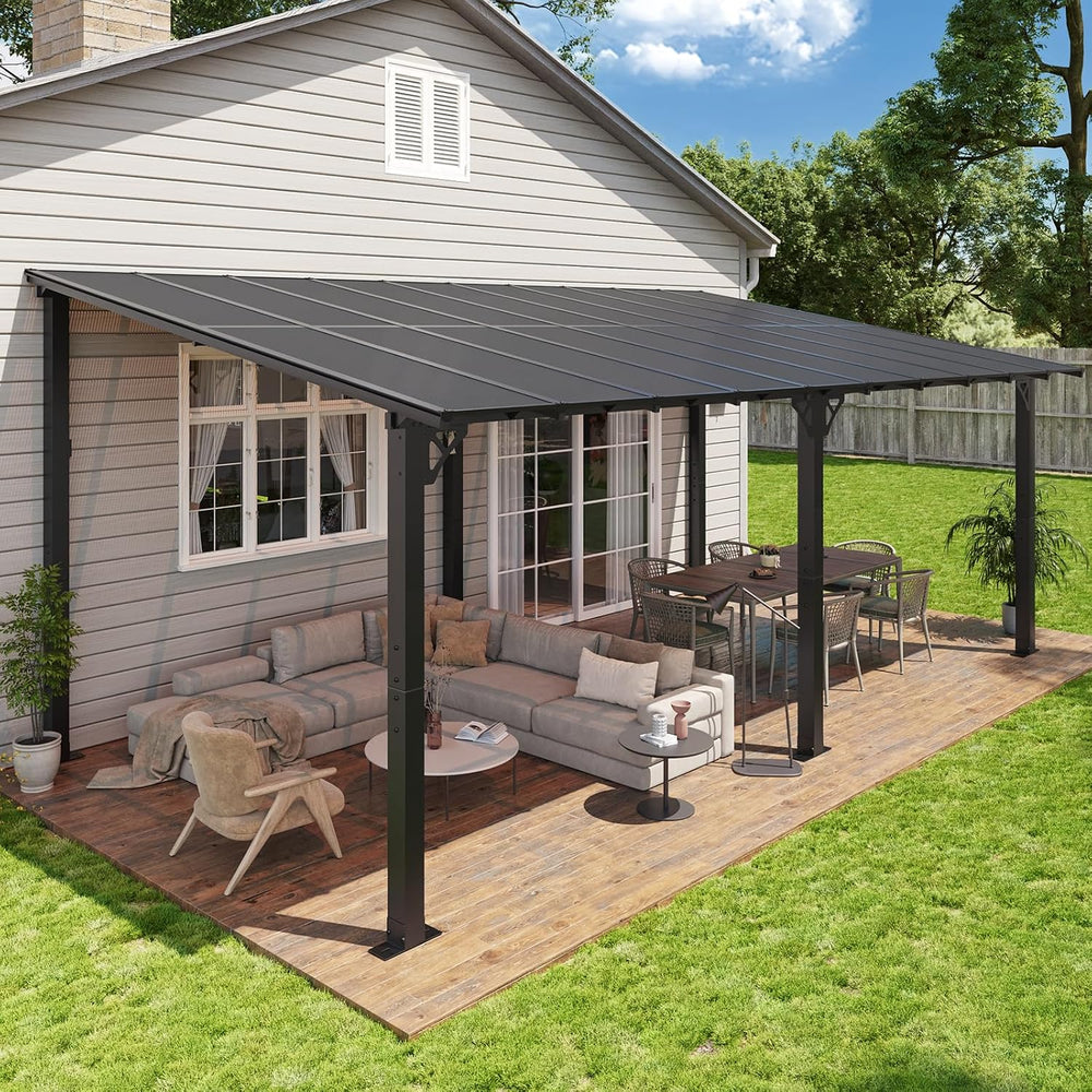 Aoxun Gazebo with Aluminum Frame & Polycarbonate Panel 20’x10’ Black