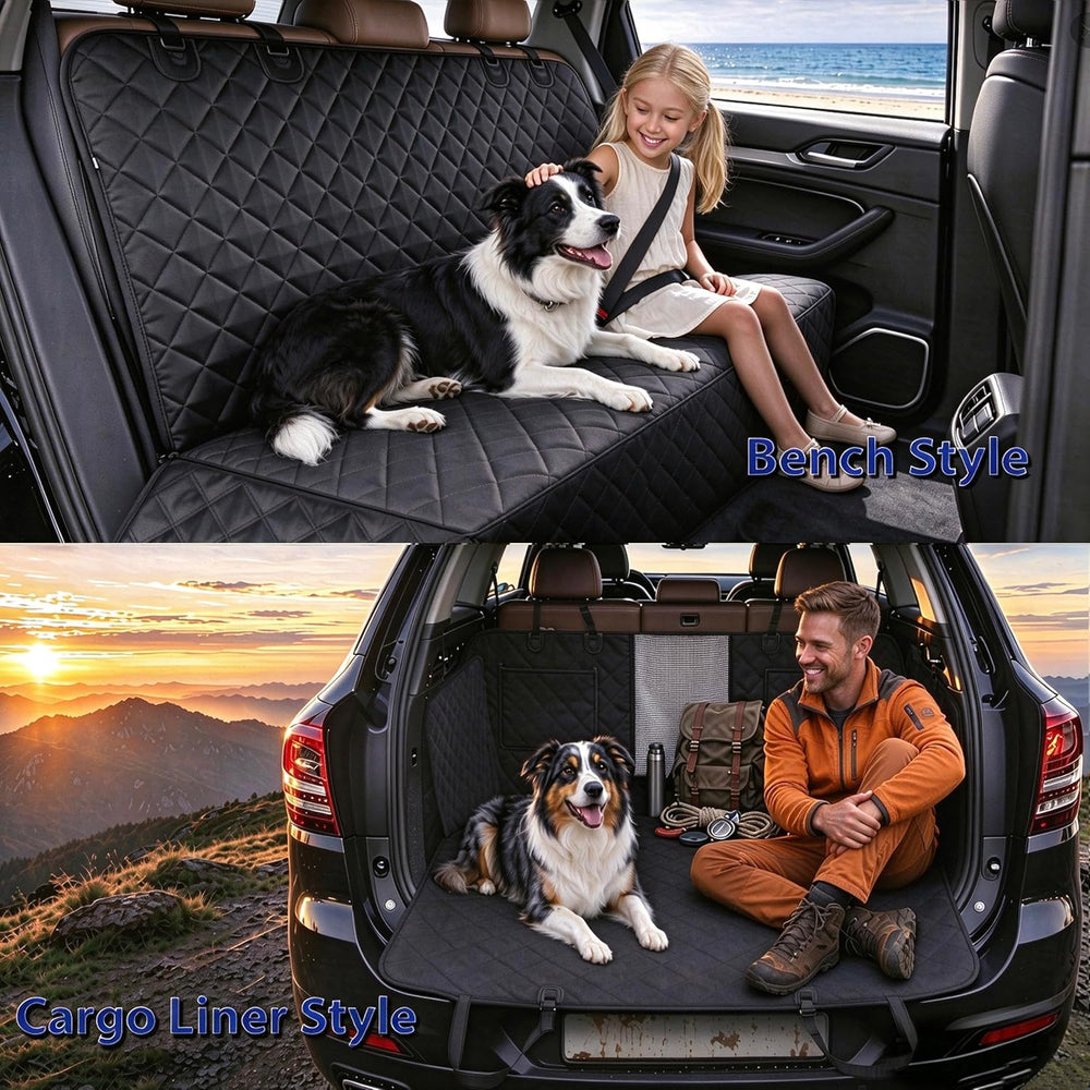 Reversible Dog Car Seat Cover Back Seat,Winter Warmth&All-Season Protection