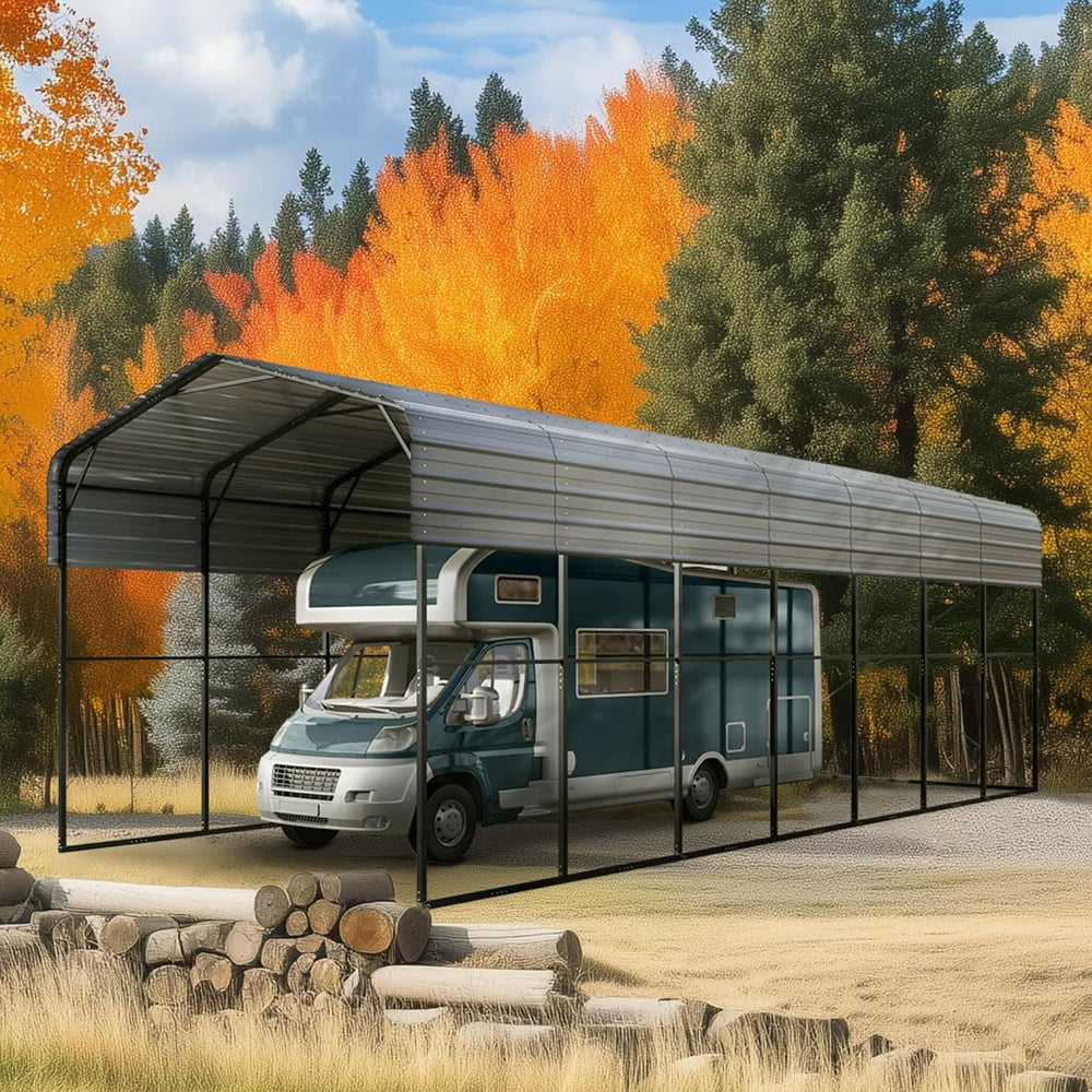 MFSTUDIO Metal RV Carport 14x35ft, Heavy Duty Carports Car Canopy Shelter