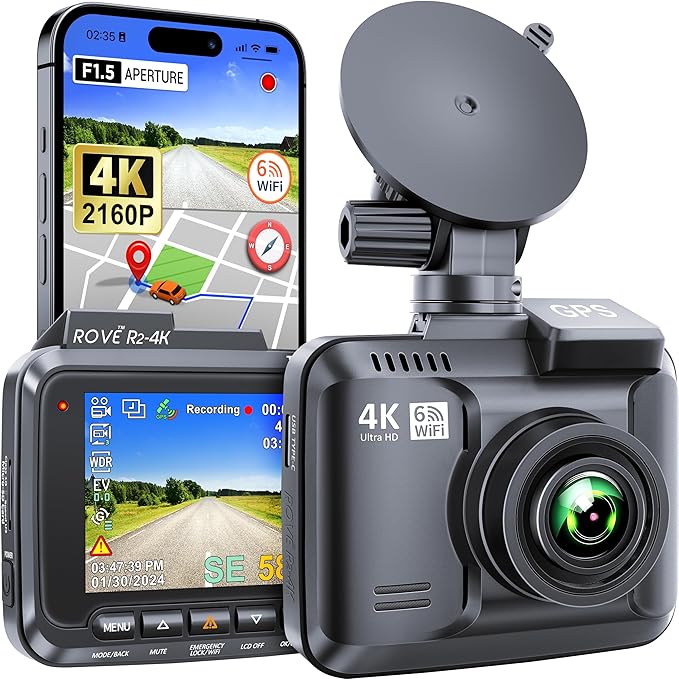 ROVE R2-4K Dash Cam Built-in WiFi 6 GPS Car Dashboard Camera Recorder