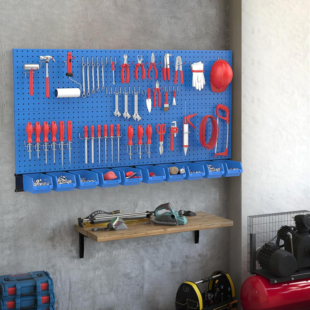 Pegboard Wall Organizer, Blue Metal Peg board Panels