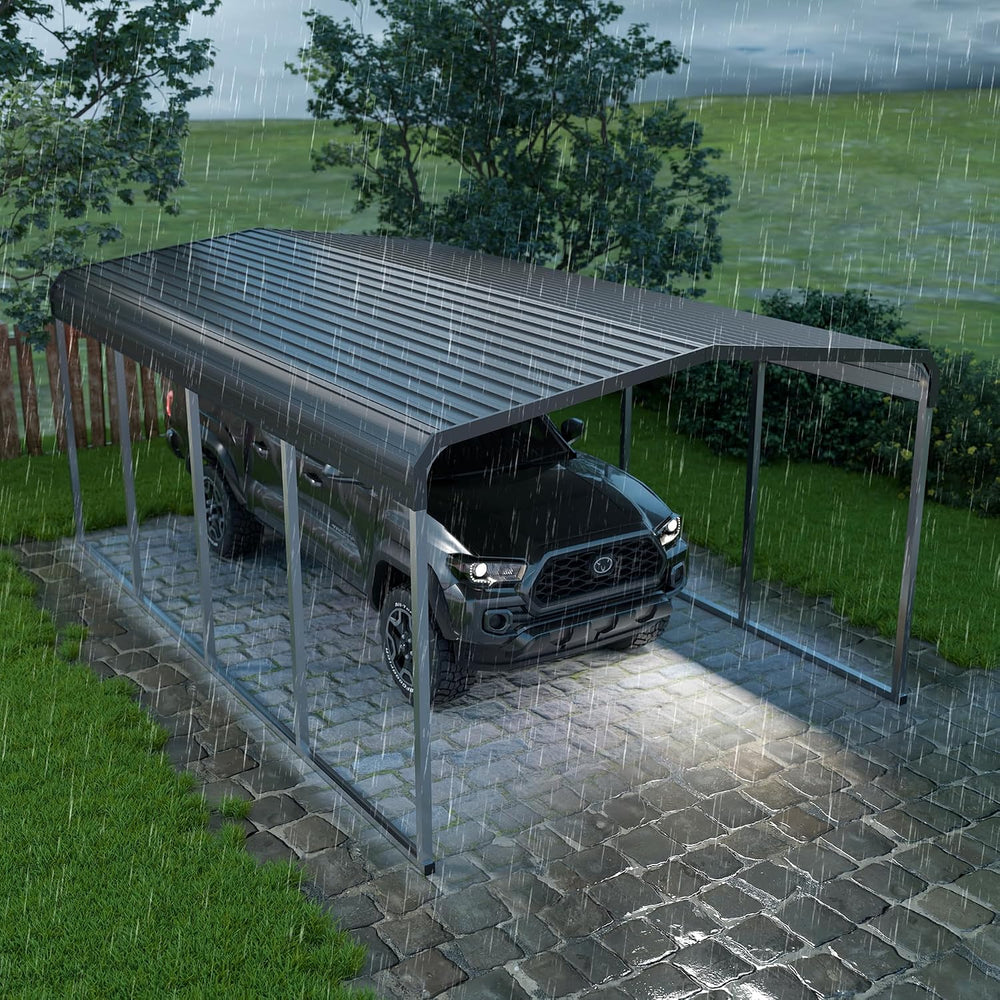 12x20 FT Heavy Duty Metal Carport Kits with Galvanized Steel Roof and Frame, ...