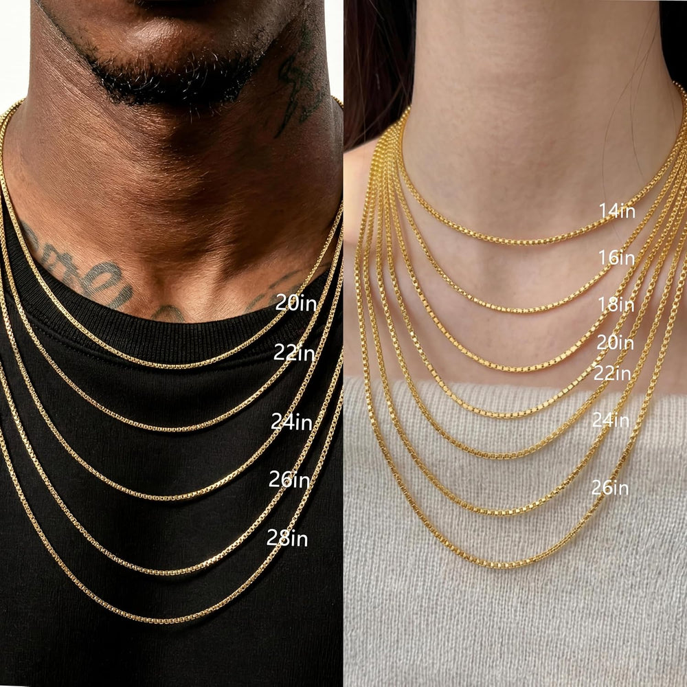 14K Gold Necklaces for Women Gold Box Chain Gold Chain for Women