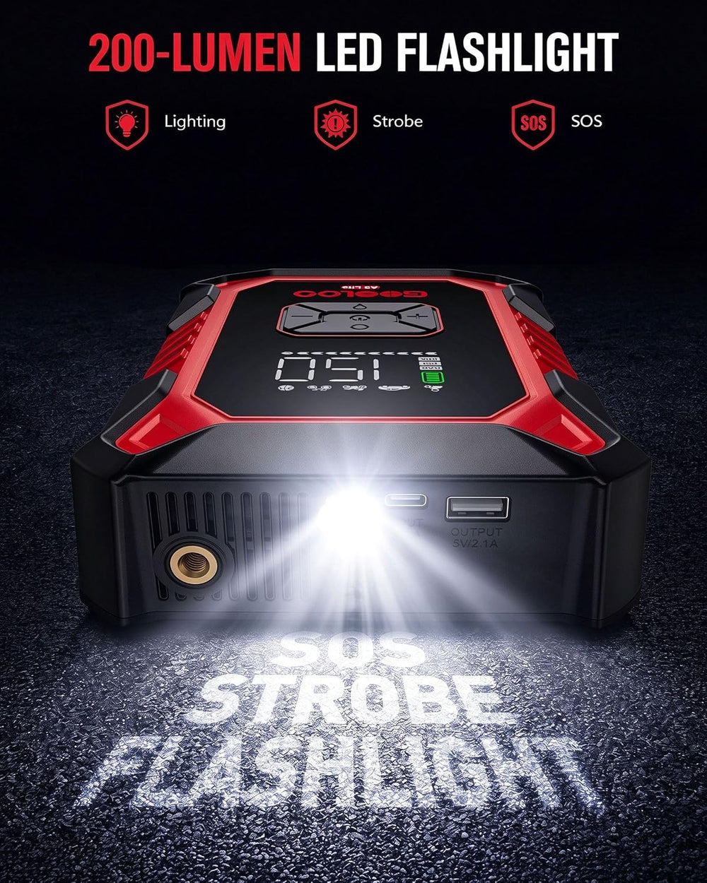 GOOLOO A3 Lite 12V 2500A Portable Car Jump Starter with Air Compressor