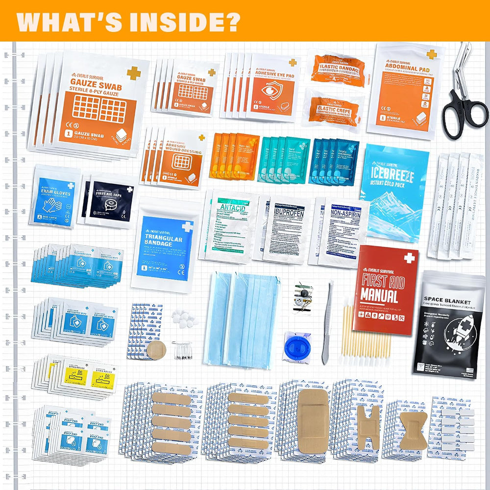 EVERLIT 400 Pcs OSHA Compliant First Aid Kit (Orange)