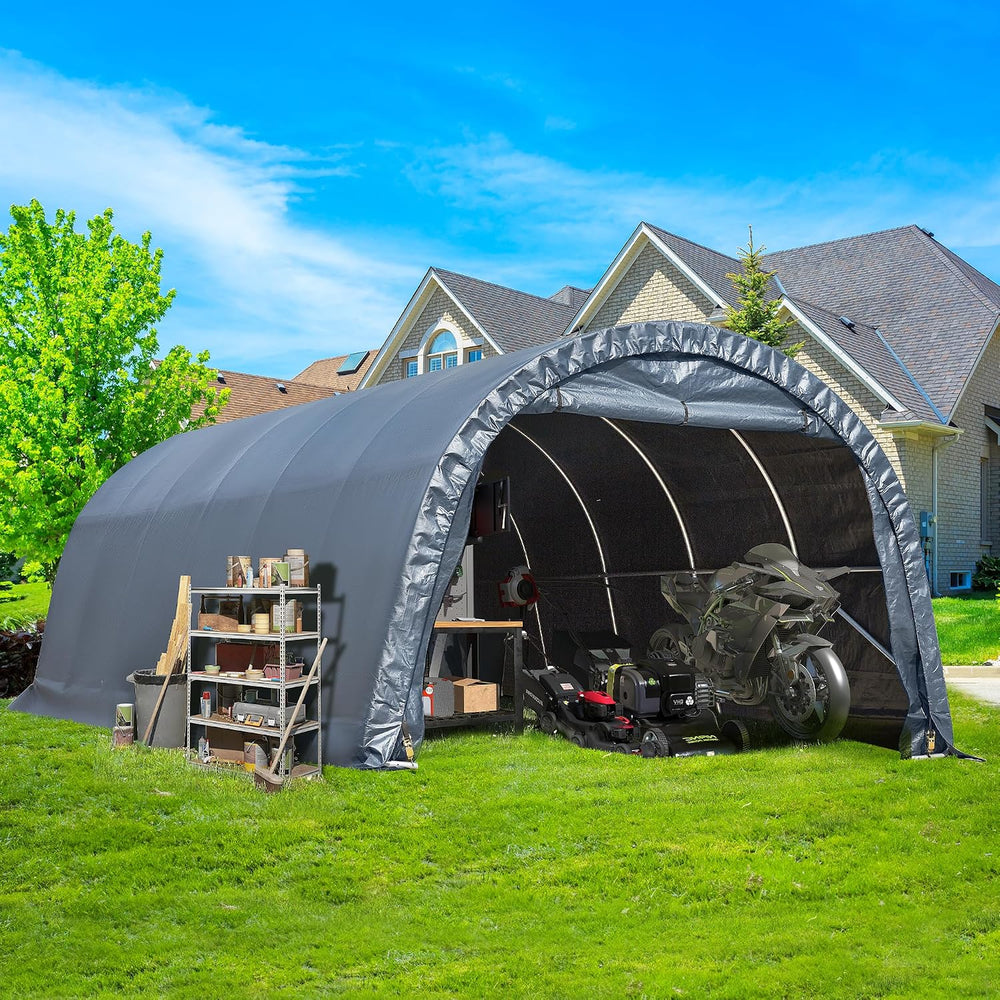 12x24FT Heavy Duty Carport, Portable Garage with Reinforced All-Steel Frame a...