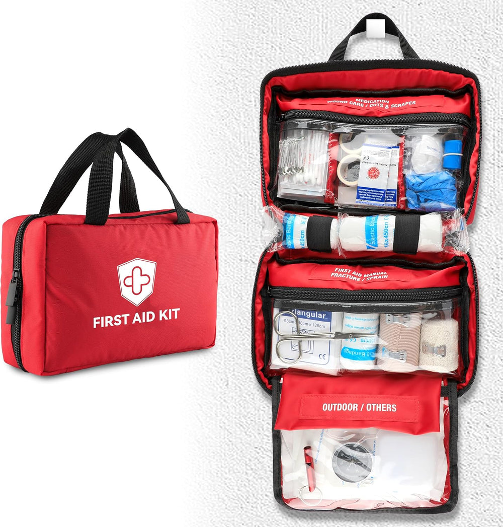 Kitgo First Aid Kit with Hospital Grade Medical Supplies, 220pcs Emergency Me...