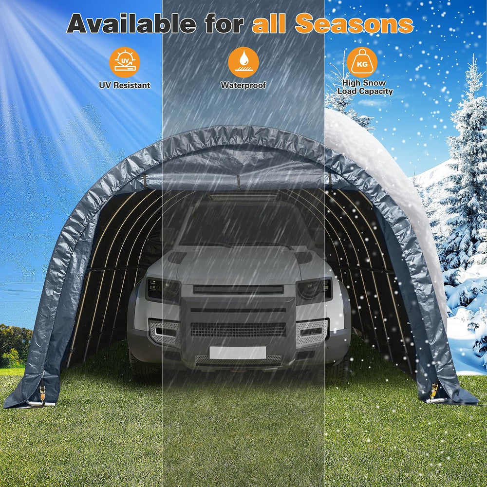 12x24FT Heavy Duty Carport, Portable Garage with Reinforced All-Steel Frame a...