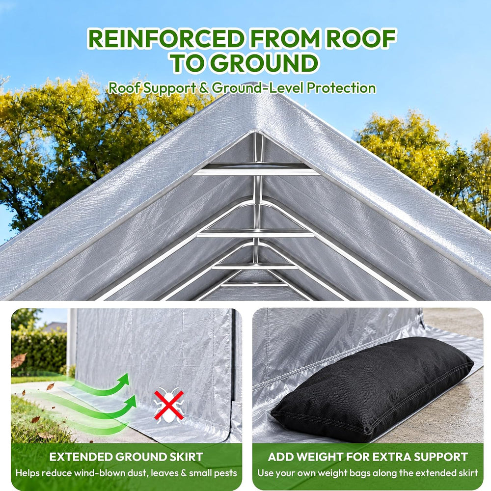 10x20FT Carport Heavy Duty Portable Garage Storage Tent with Large Rolll UP W...