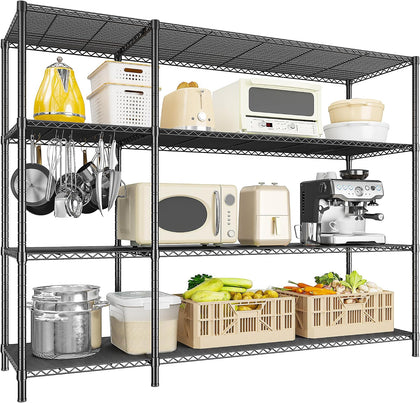 52.36''W Storage Shelves Metal Shelving Unit Load 1120LBS 4 Tier Wire Shelving
