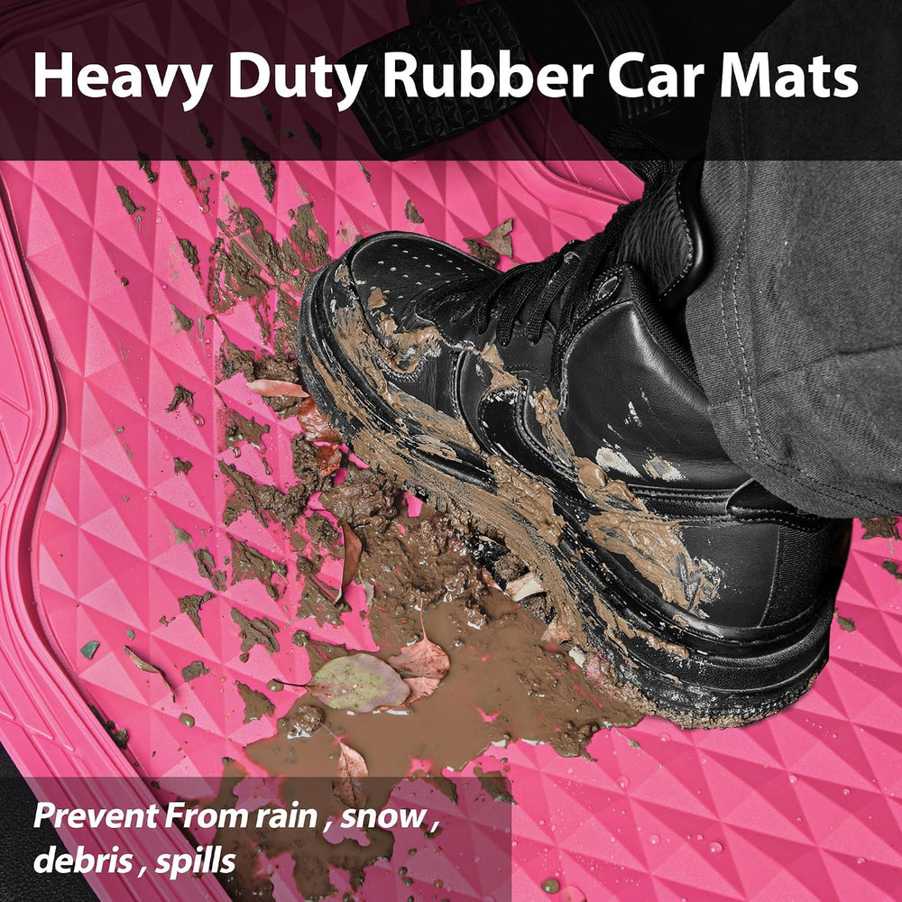 CAR PASS Heavy Duty Rubber Hot Pink Car Floor Mats & Cargo Liners, Deep D...