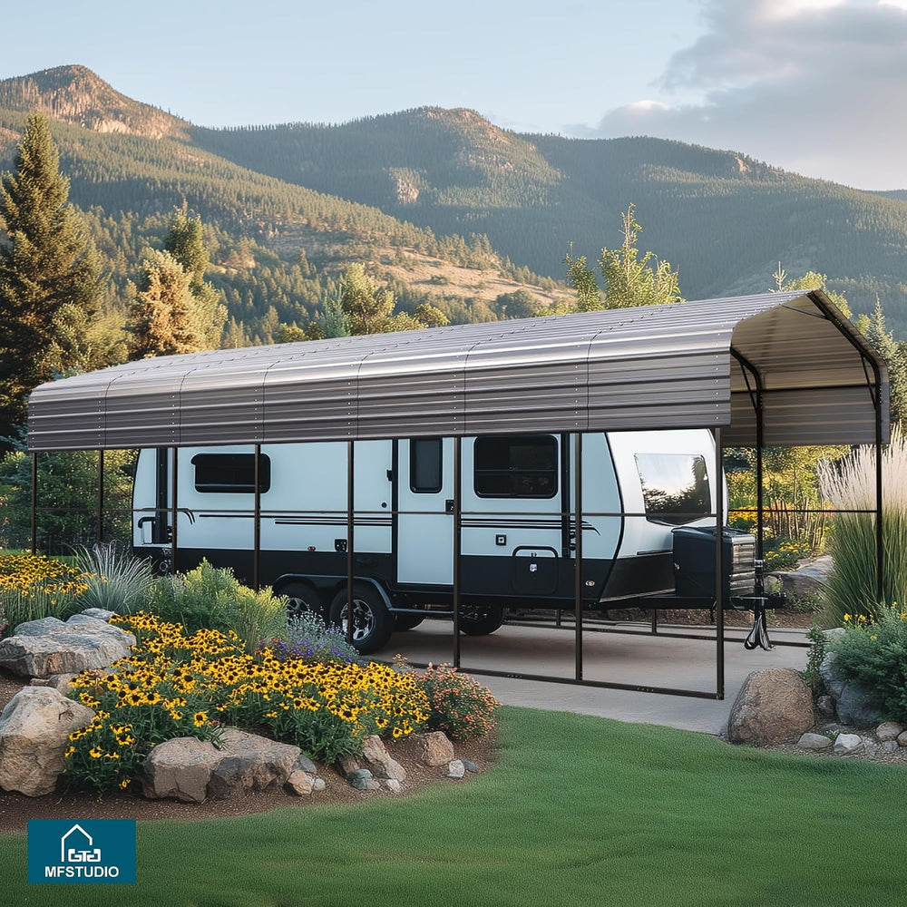 MFSTUDIO Metal RV Carport 14x35ft, Heavy Duty Carports Car Canopy Shelter