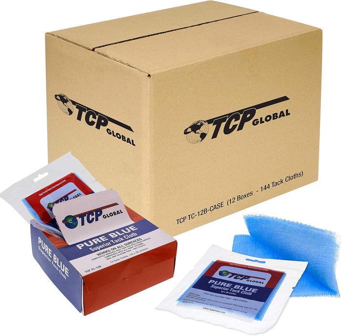 TCP Global Pure Blue Superior Tack Cloth, Automotive & Woodworking, (144-Pack)