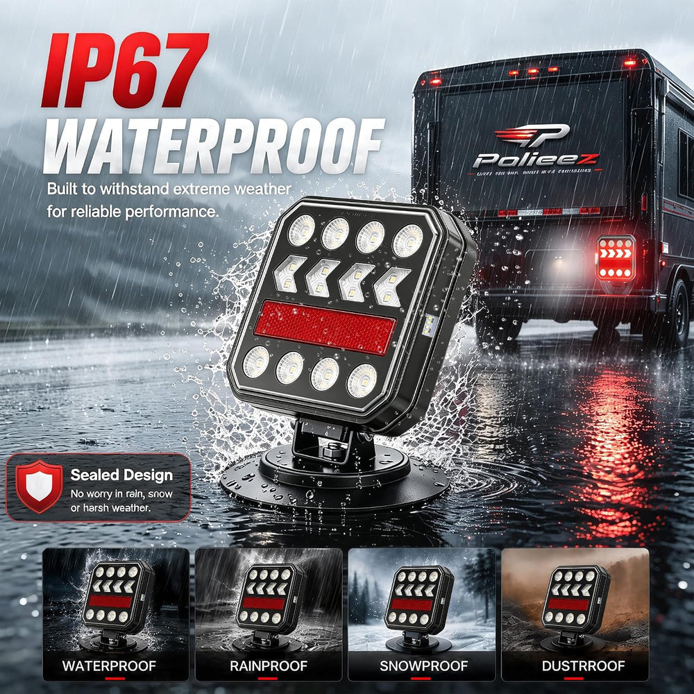 Wireless Trailer Lights, Magnetic Rechargeable LED Tow Light Kit for Trucks