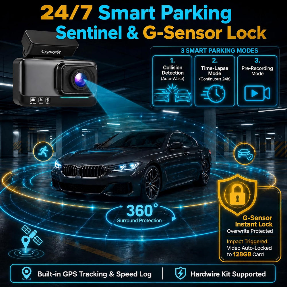 4K+4K Dash Cam,STARVIS 2 Sensor,Starlight Night Vision, Free 128GB Card