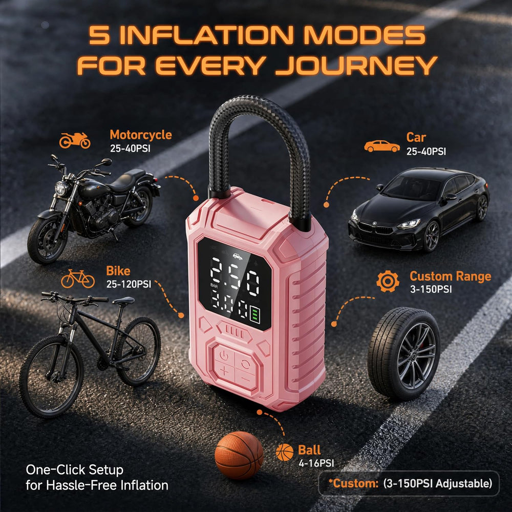 Tire Inflator Portable Air Compressor for Car, Motocycle, Bike Inflatables