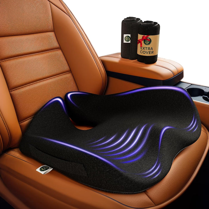 Car Seat Cushion for Driving — Orthopedic Memory Foam Car Seat Pad for Sciatica